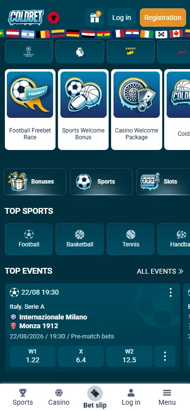 Мобильная версия Cold Bet